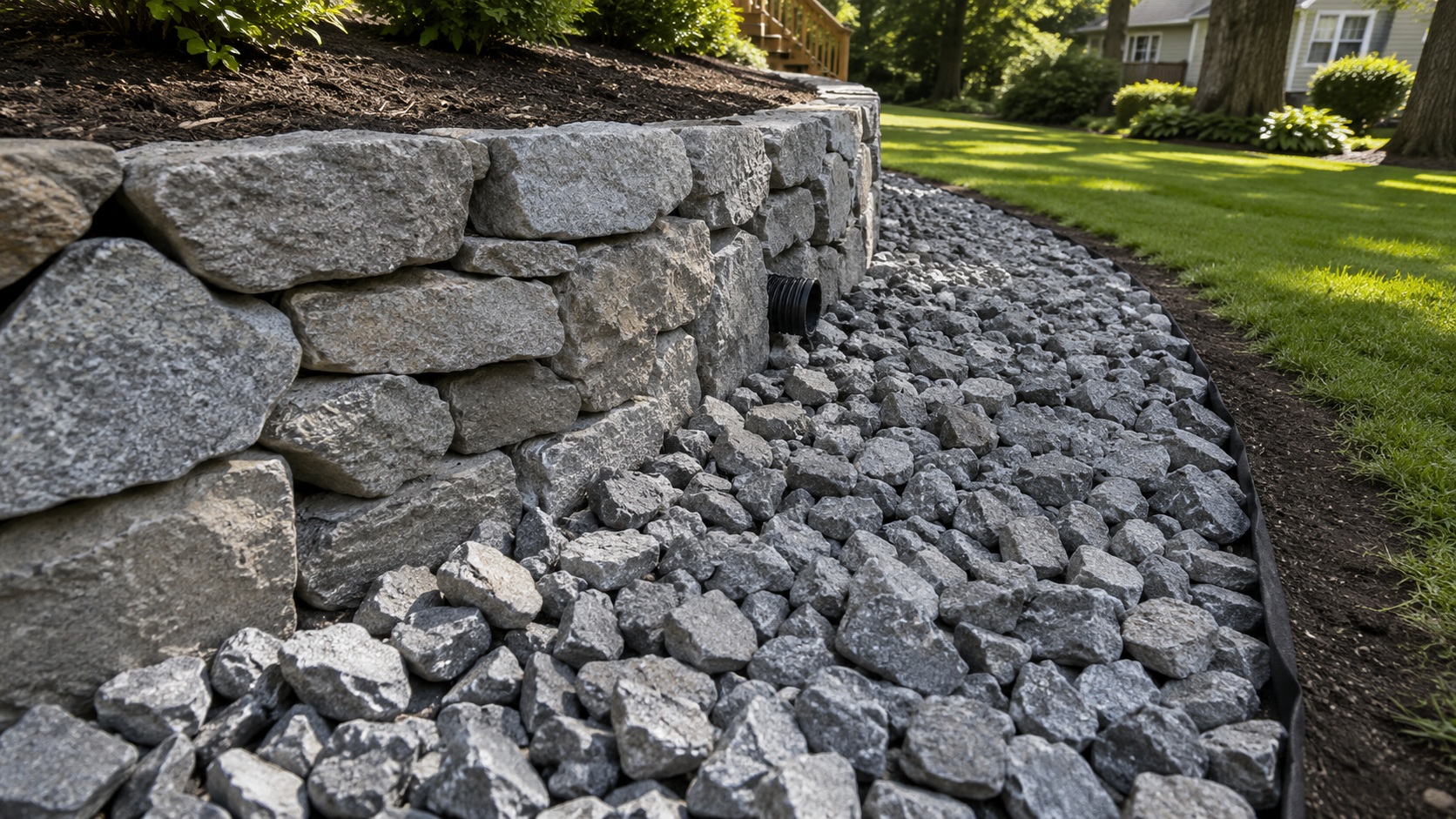 Crushed Stone 3–6″ used in a residential landscape