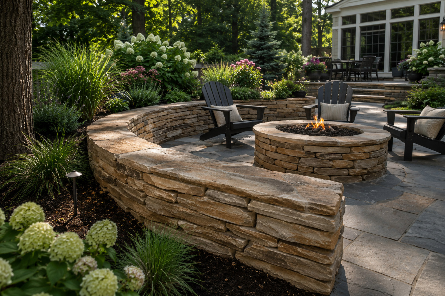 Laurel Mountain Tumbler stone used in a residential landscape