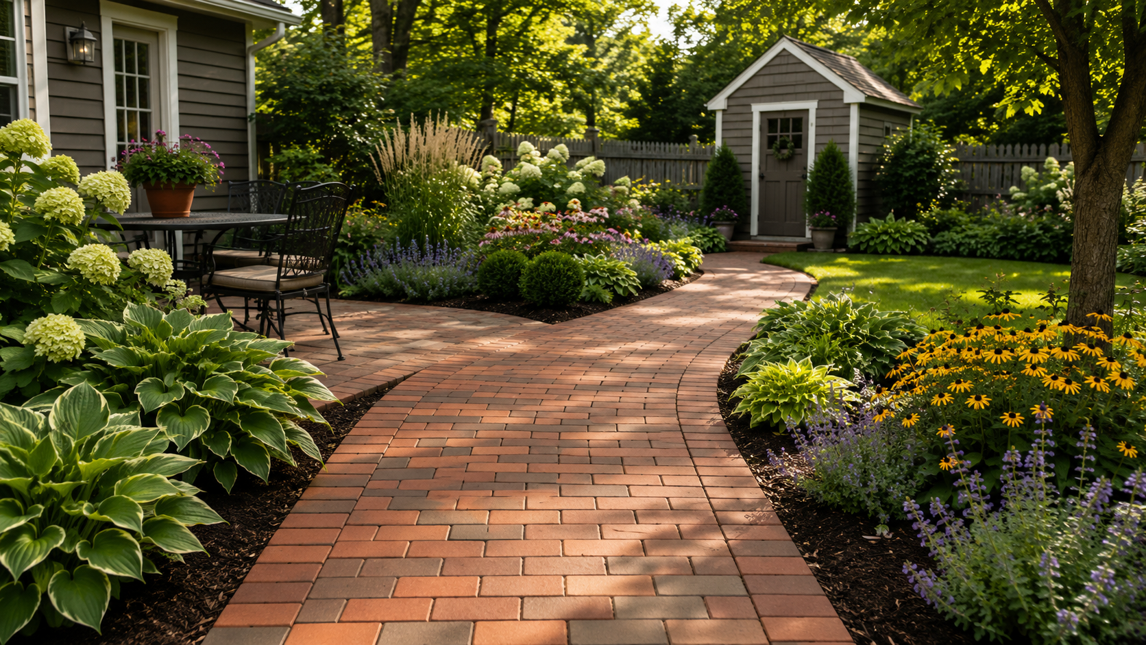 Pine Hall Pathway Pavers installed in a residential landscape