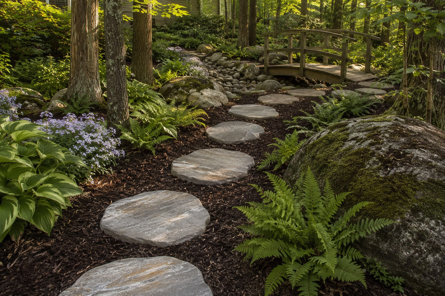 Desert Gold Stepping Stones installed in a residential landscape