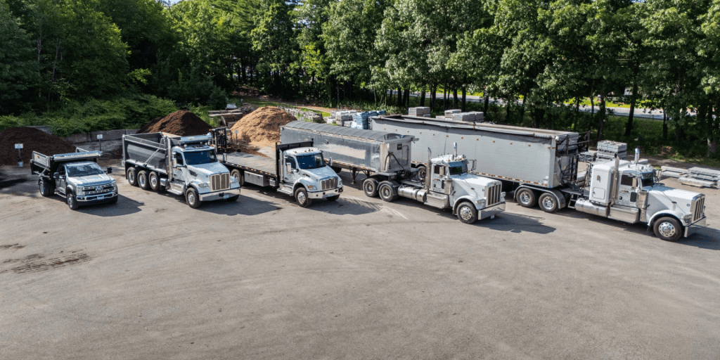 yard with trucks